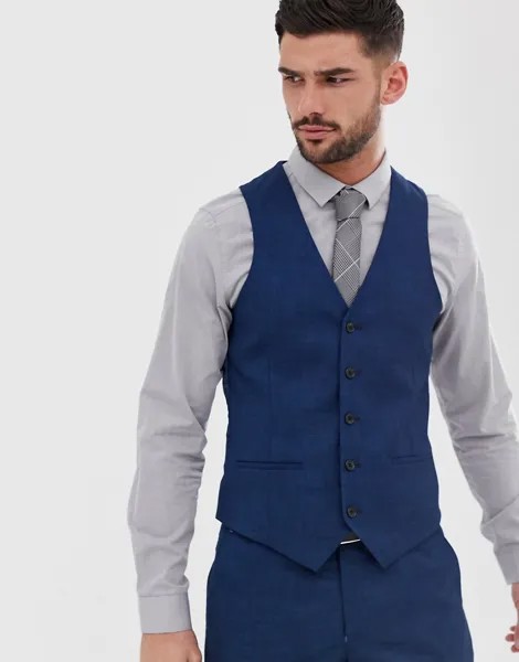 Синий фактурный приталенный жилет Original Penguin-Темно-синий