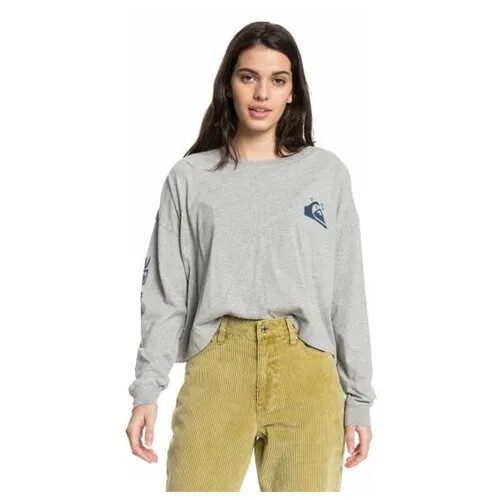 Оверсайз Лонгслив Из Органического Хлопка Quiksilver Womens Oversized Crop, Цвет серый, Размер M