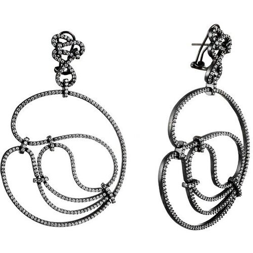 Серьги ELEMENT47, серебро, 925 проба, циркон