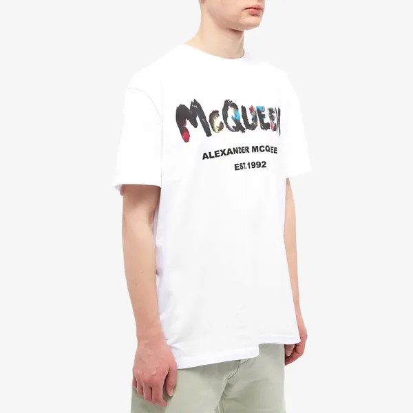 Футболка с логотипом Alexander McQueen Grafitti, белый