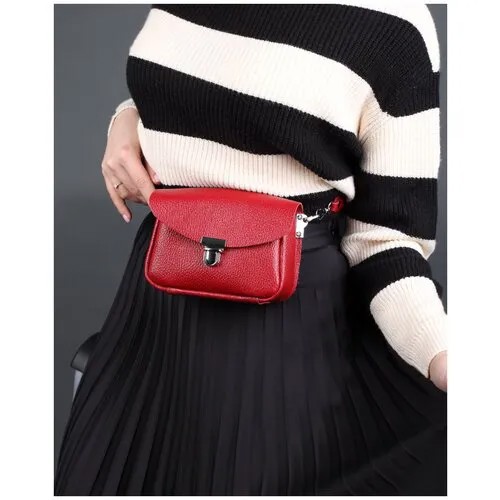 Женская сумка через плечо из натуральной кожи красная A001 ruby mini grain Divalli