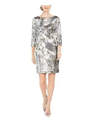 VINCE CAMUTO Женское Серебристое Вечернее Платье-футляр с Рукавом 3/4 Petites 2P