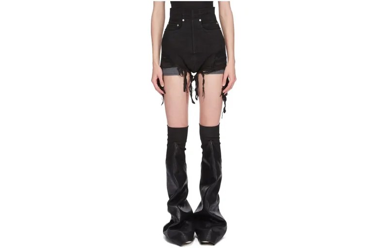 Джинсовые шорты женские черные Rick Owens Drkshdw