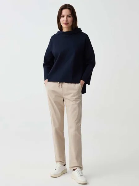 Джоггеры из хлопка стрейч с кулиской Hybrid, цвет light beige