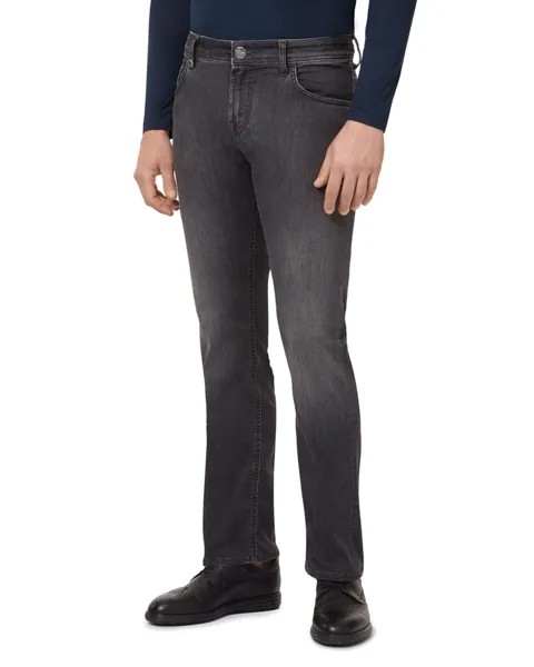 Мужские прямые зауженные джинсы с выцветшим эффектом Stefano Ricci, цвет Black Denim