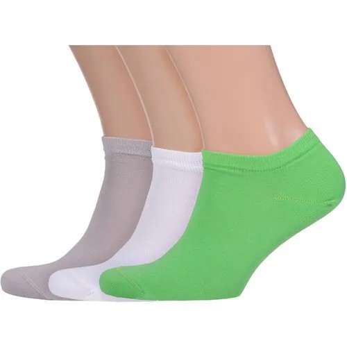 Носки LorenzLine, 3 пары, размер 25, серый, белый, зеленый