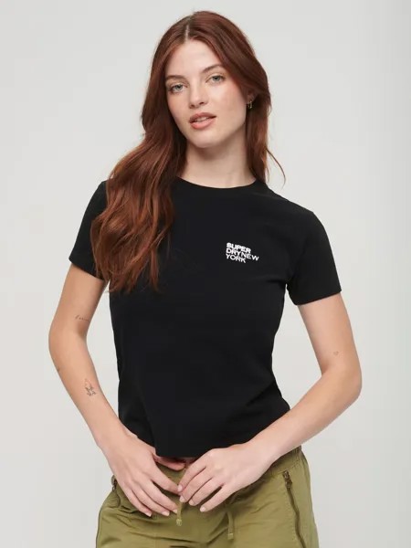Укороченная футболка с логотипом Sport Luxe Superdry, черный