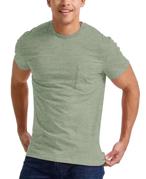 Мужская футболка Originals Tri-Blend с короткими рукавами и карманами Hanes, цвет Green