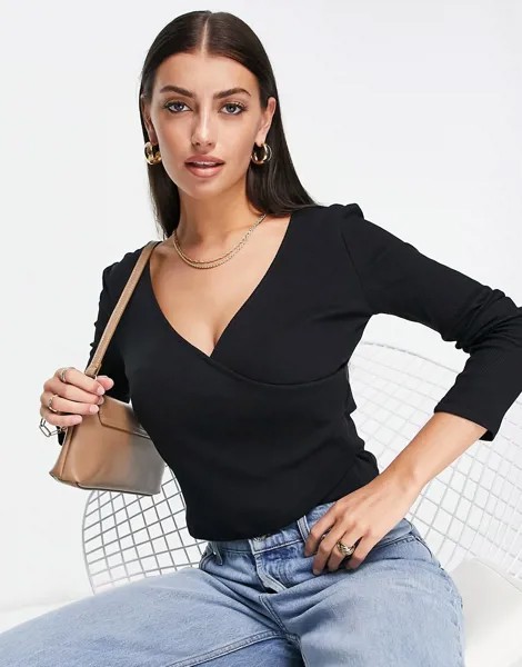 Черный лонгслив с запахом Vero Moda-Черный цвет