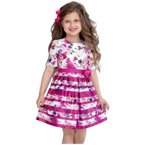Платье ALOLIKA, нарядное, флористический принт, размер 122-128, розовый