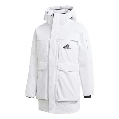 Пуховик adidas Full-length zipper Cardigan Multiple Pockets Down Jacket Couple Style White, белый