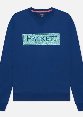 Мужская толстовка Hackett Floral Logo Print Crew Neck, цвет синий, размер XL