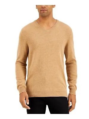 CLUBROOM LUXURY Мужской бежевый пуловер с V-образным вырезом классического кроя из смеси мериноса, свитер XL