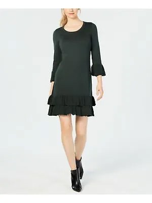 NINE WEST Женское зеленое короткое платье-свитер трапециевидного силуэта с рукавами-колокольчиками M