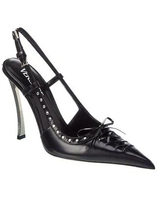 Женские кожаные туфли Versace со шнуровкой и пяткой на пятке