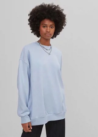 Светло-синий свитшот в стиле oversized из органического хлопка Bershka-Голубой