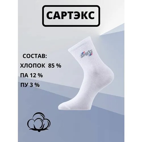 Носки САРТЭКС, комплект, 6 пар, размер 25, белый