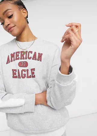 Серый свитер с логотипом American Eagle