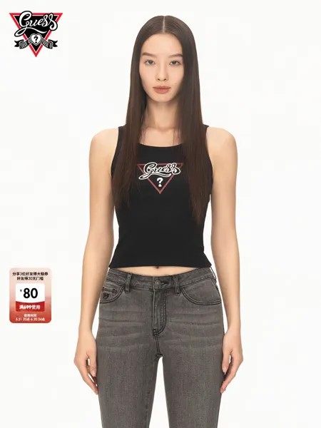 Топ женский Guess в рубчик, черный