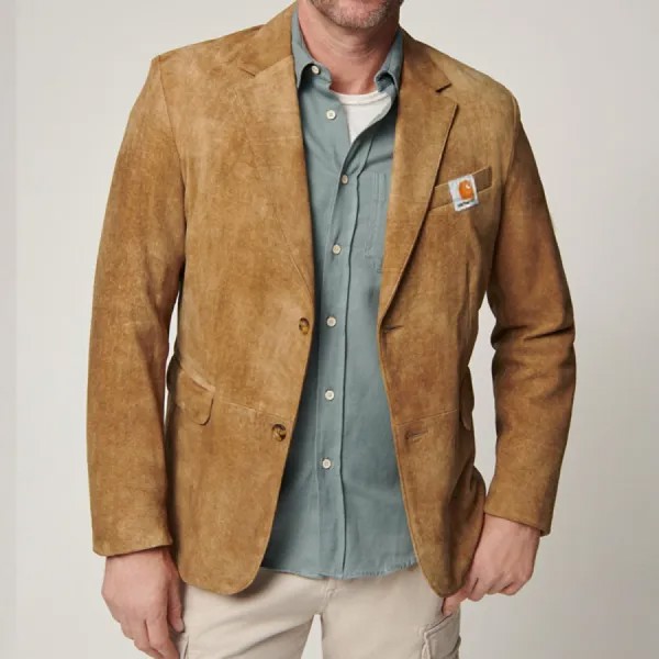 Мужской кожаный пиджак Carlisle из состаренной кожи ягненка коричневый