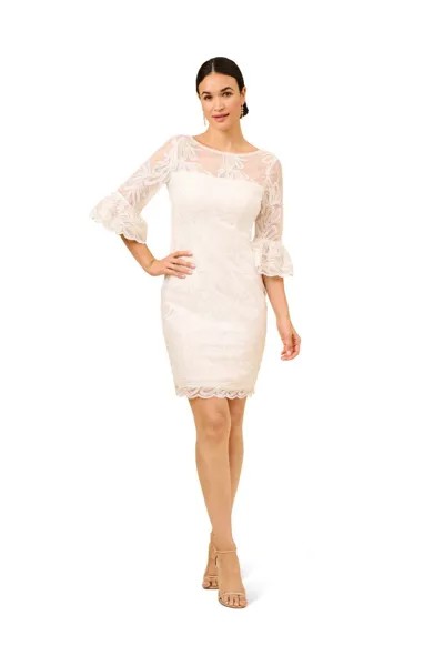 Платье-футляр с вышивкой лентами Adrianna Papell, белый