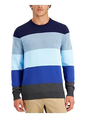 CLUBROOM Мужской темно-синий легкий свитер с цветными блоками и круглым вырезом L