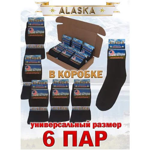 Носки Alaska, 6 пар, размер 41-47, черный