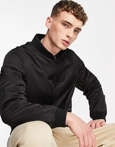 Черный фактурный бомбер Topman-Черный цвет