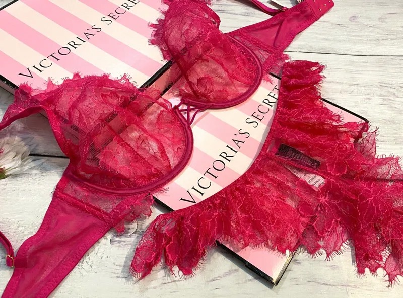 Victoria s Secret LUXE LINGERIE Кружевной удлиненный деми-бюстгальтер без подкладки Love Letter Pink