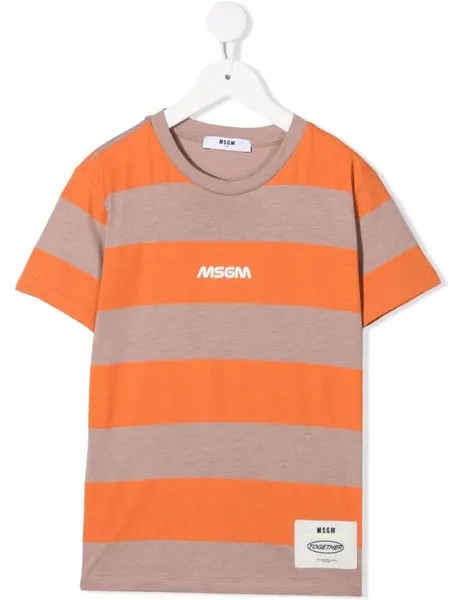 MSGM Kids полосатая футболка с нашивкой-логотипом