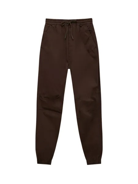 Зауженные брюки Pull&Bear, темно коричневый