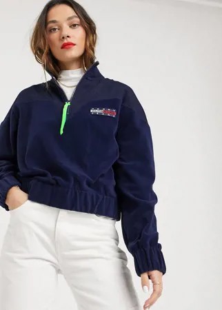 Флисовый свитшот с молнией Tommy Jeans-Темно-синий