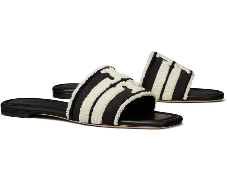 Сандалии Tory Burch Double T Slides, цвет Nero/Light Alabaster