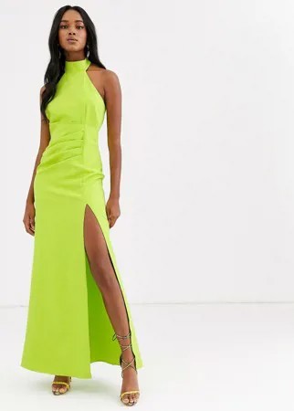 Платье макси с халтером City Goddess-Зеленый цвет