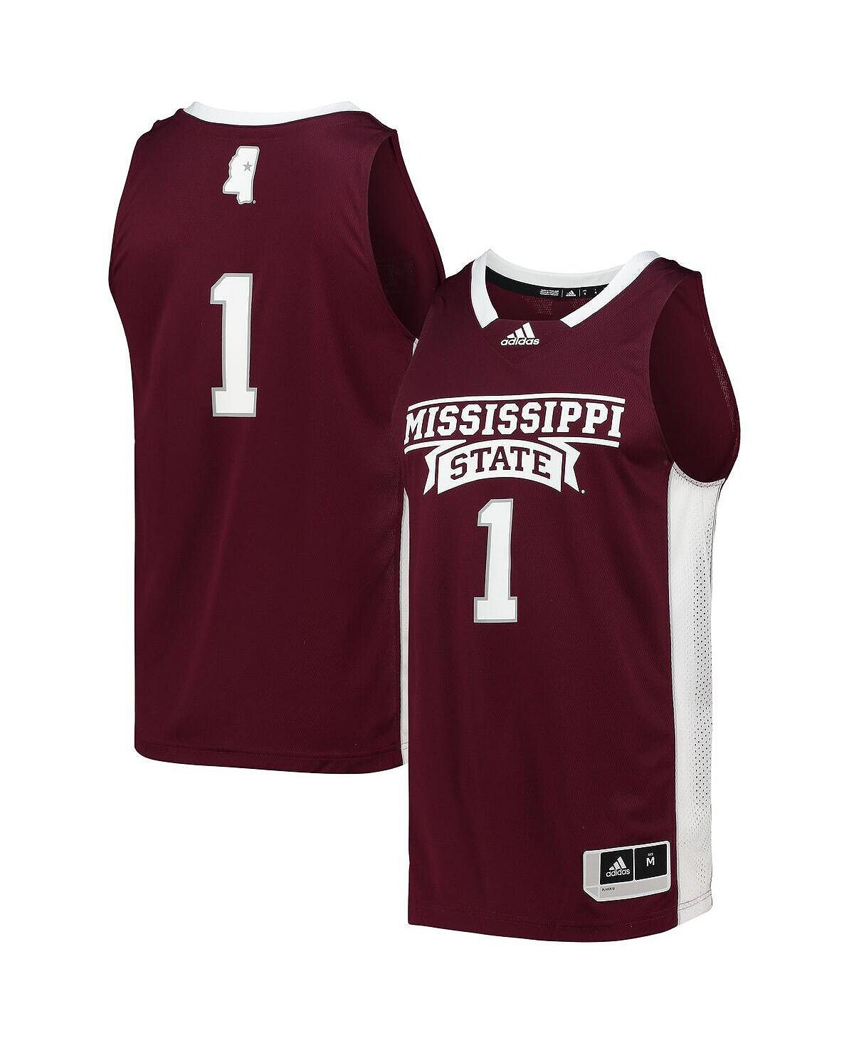 Мужская баскетбольная майка maroon mississippi state bulldogs team swingman № 1 adidas