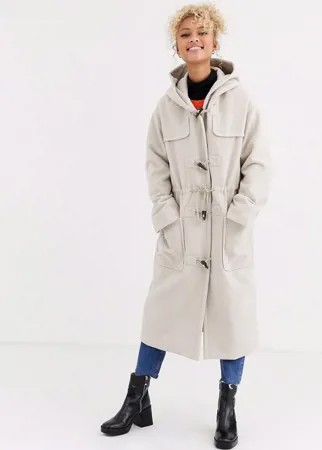 Кремовый длинный дафлкот ASOS DESIGN-Бежевый