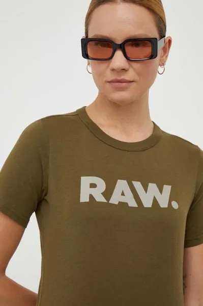 Хлопковая футболка G-Star Raw, зеленый