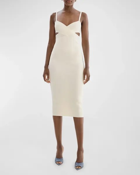Трикотажное платье миди с перекрестным вырезом Lida LaMarque, цвет Off White