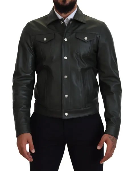 Куртка DSQUARED2 Черное кожаное пальто на пуговицах с воротником IT48/US38/M Рекомендуемая розничная цена 2430 долларов США