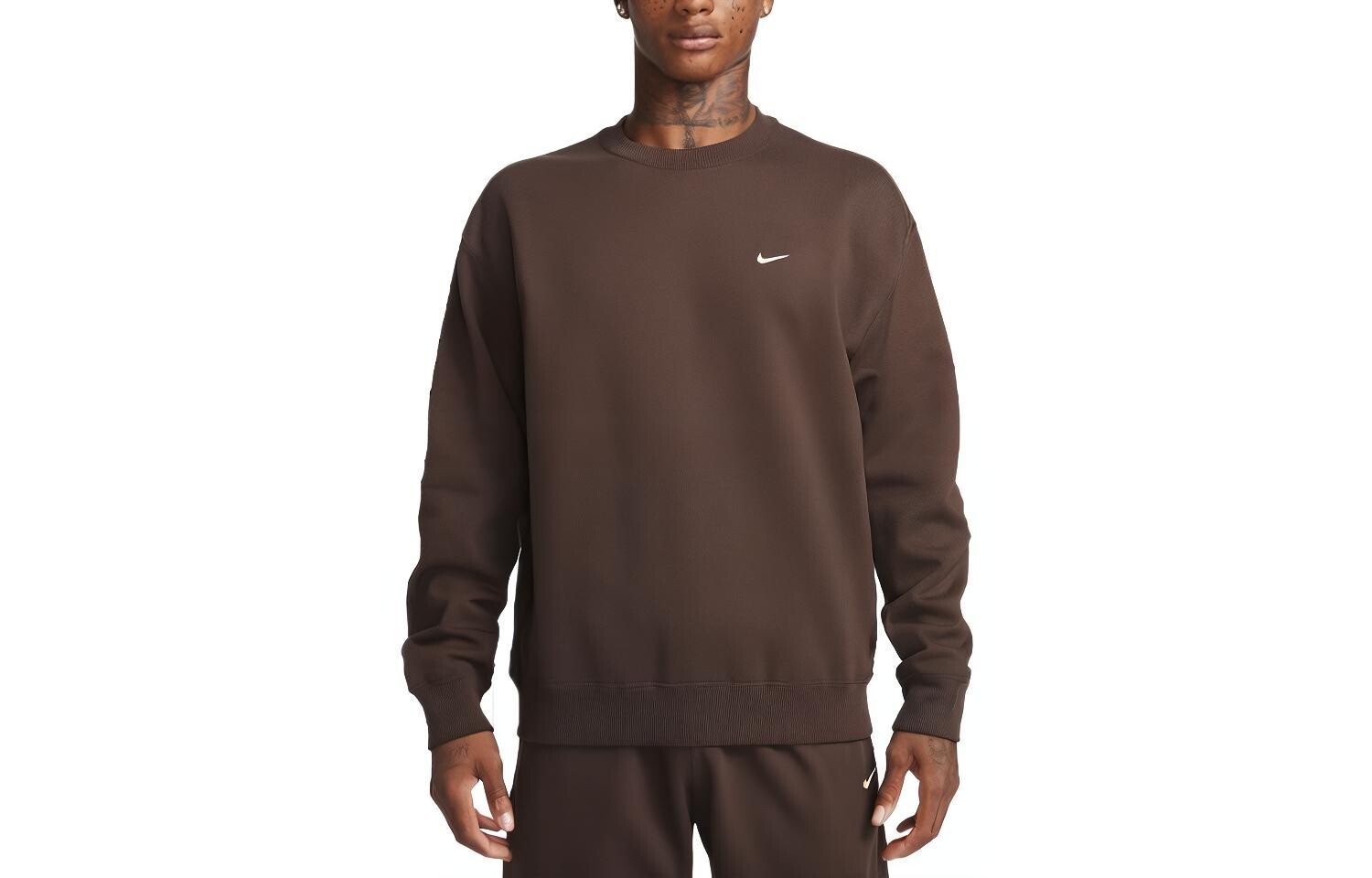 Толстовка с капюшоном Solo Swoosh из флиса с круглым вырезом Nike, коричневый