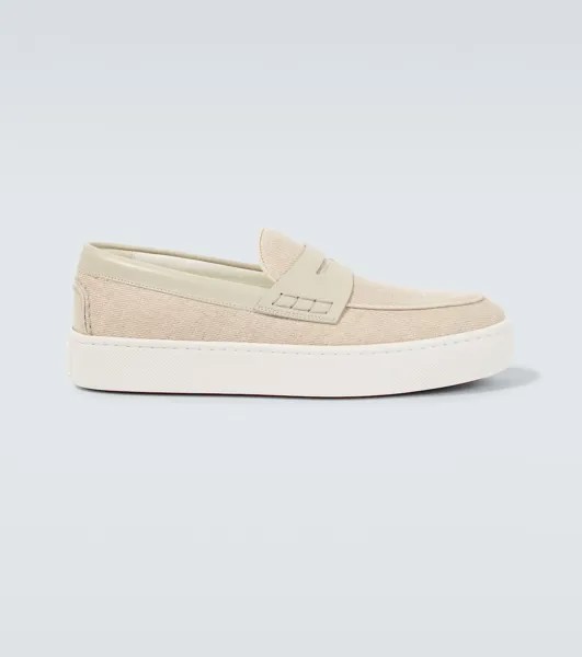 Лоферы Paqueboat из парусины и кожи Christian Louboutin, бежевый
