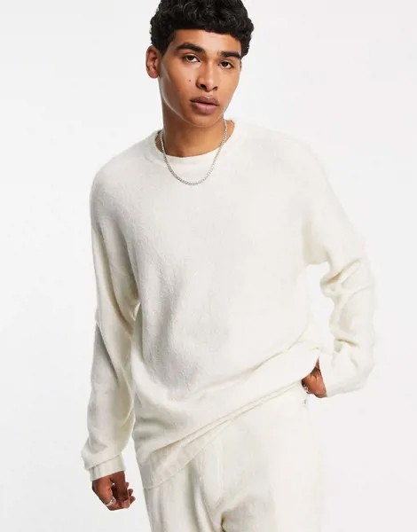 Вязаный oversized-джемпер цвета экрю Topman-Белый