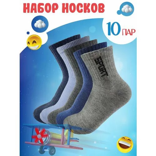 Носки  для мальчиков, 10 пар, размер 36-41, мультиколор