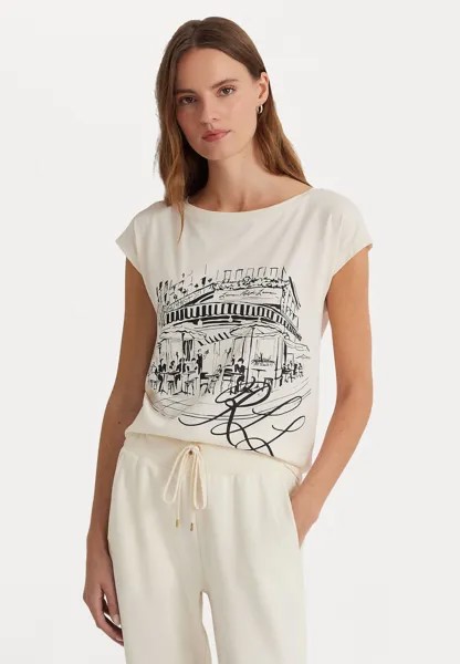Футболка с принтом GRIETA SHORT SLEEVE Lauren Ralph Lauren, крем