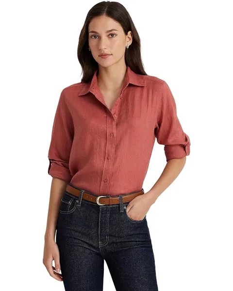 Рубашка LAUREN Ralph Lauren Linen, цвет Pink Mahogany