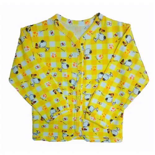 Рубашка  для мальчиков, хлопок, на кнопках, длинный рукав, размер 86-52, желтый