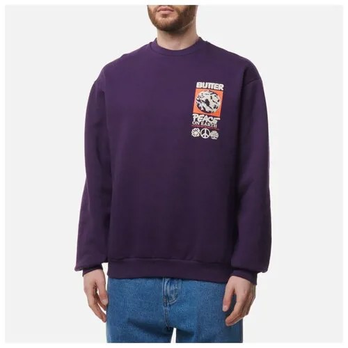 Мужская толстовка Butter Goods Peace On Earth Crew Neck фиолетовый, Размер XXL