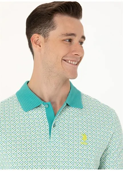 Мятная мужская футболка-поло стандартного кроя AREZ U.S. Polo Assn., мятный