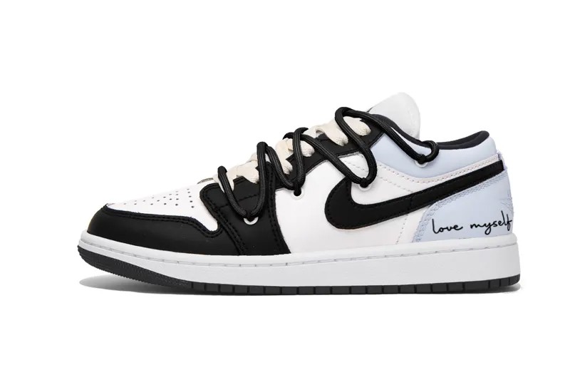 Кроссовки Air Jordan 1 Vintage Basketball Shoes Women's Low-top Black/white/blue, синий