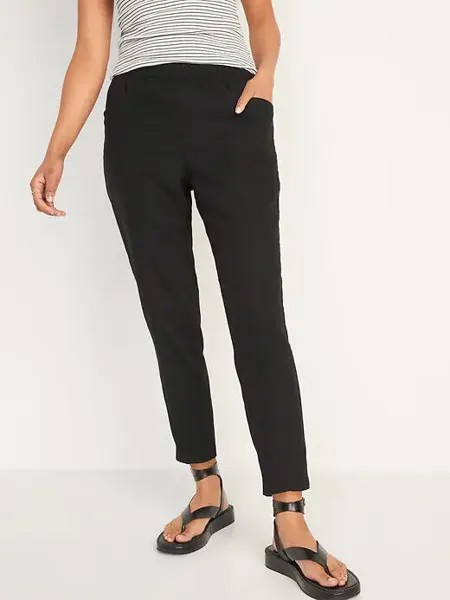 Укороченные льняные брюки Old Navy Black с высокой талией, размер 3X